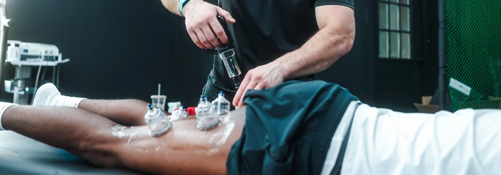 Chiropractic Mayfield Heights OH Cupping A person with cupping on their leg.